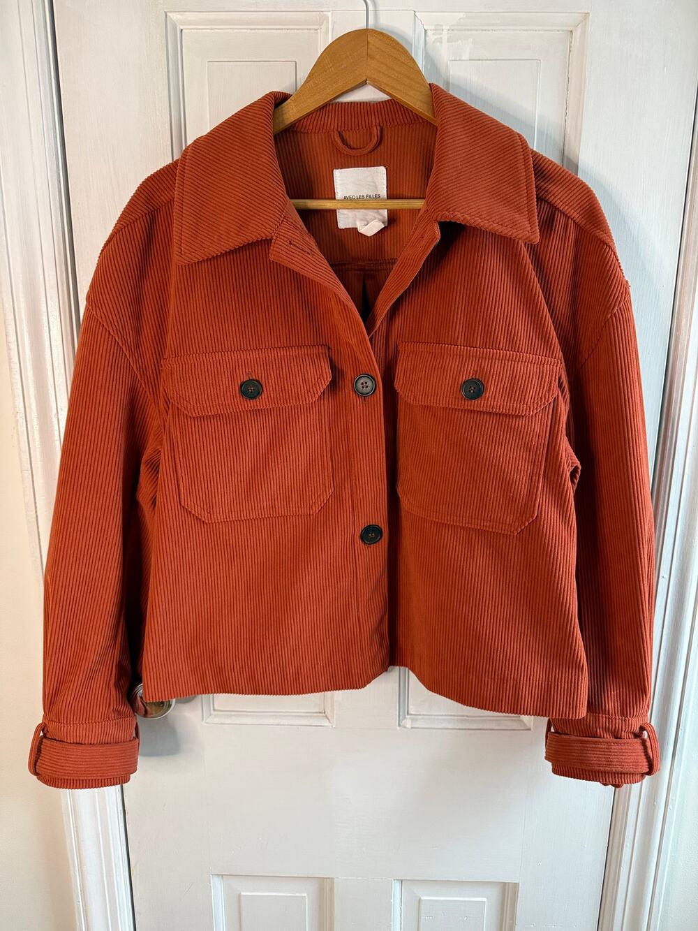 Avec Les Filles Relaxed Corduroy Shacket - Rust Orange - Women's Size Medium